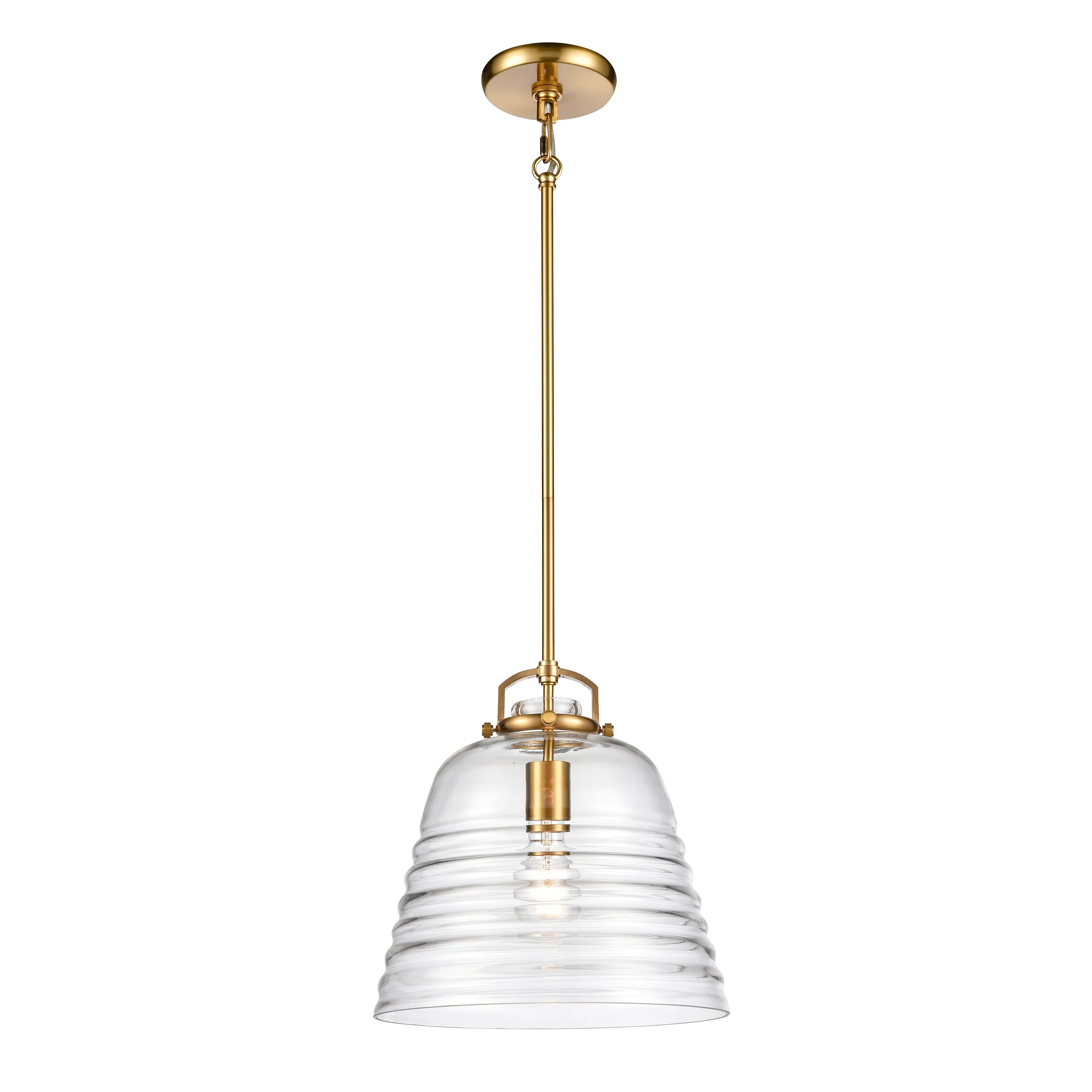 Current 12" Wide 1-Light Pendant - Satin Brass