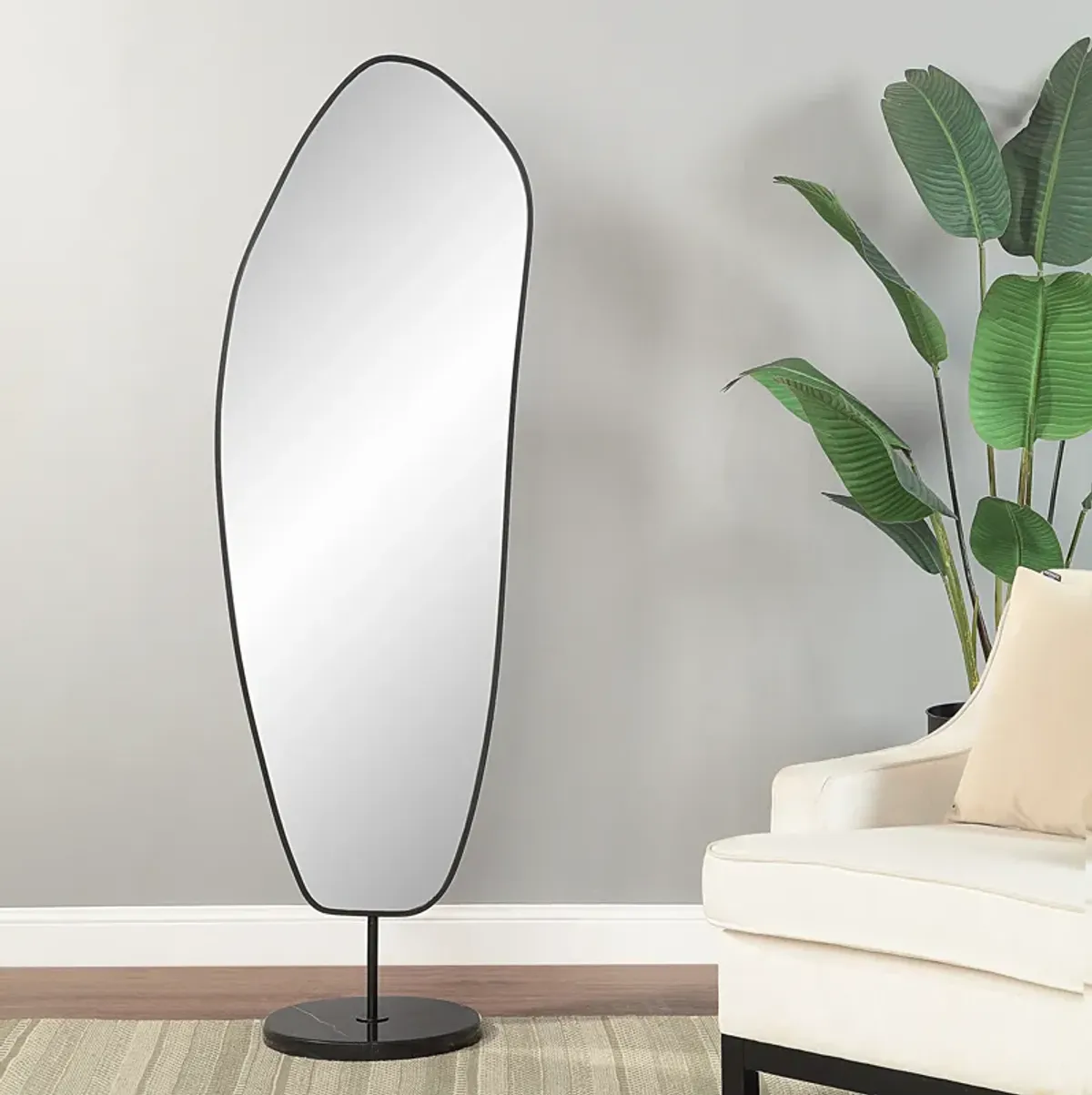 Arlon 70" Tall Irregular Mirror, Matte Black