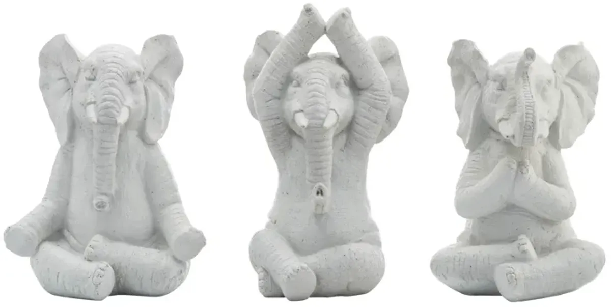 Resin, S/3, 8"h, Yoga Elephants, Wt