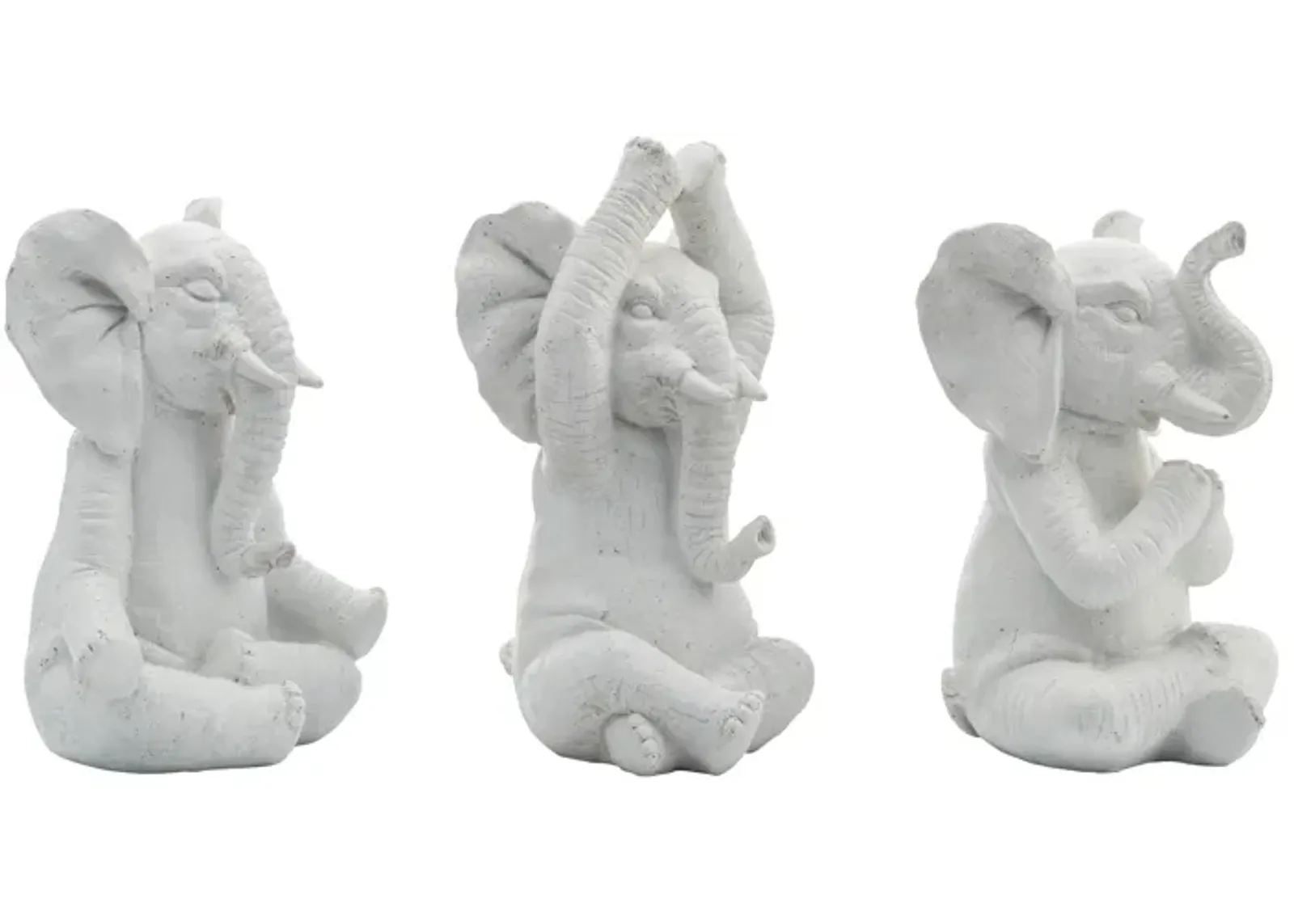 Resin, S/3, 8"h, Yoga Elephants, Wt