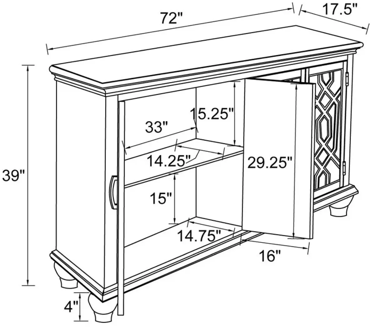 Melanie 4-door Accent Cabinet Antique White