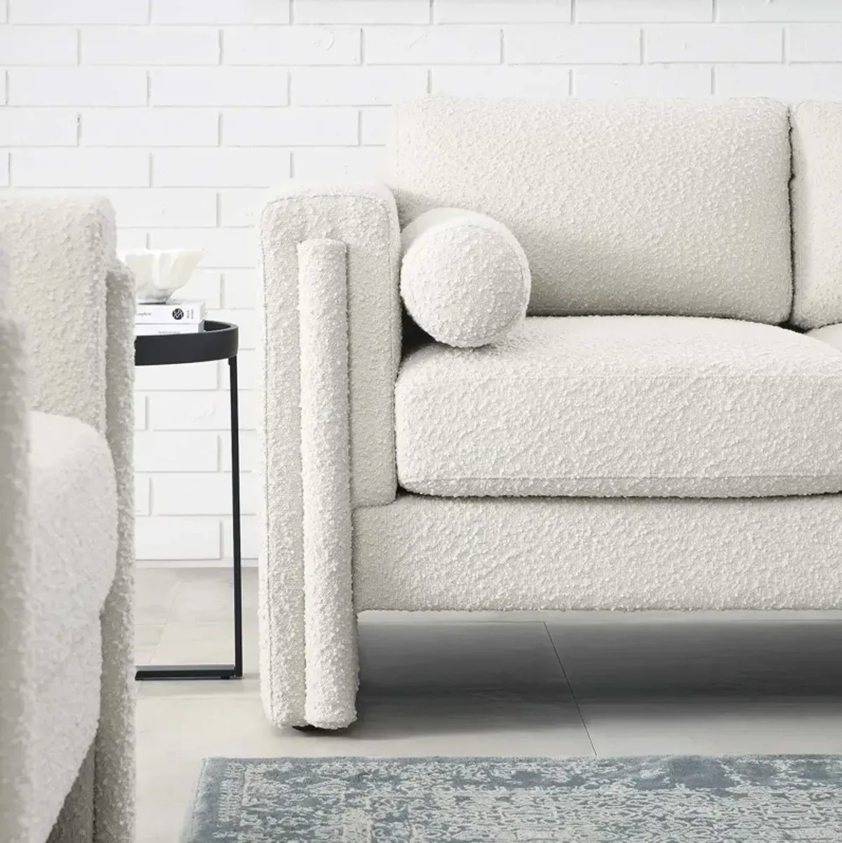 Visible Boucle Fabric Loveseat