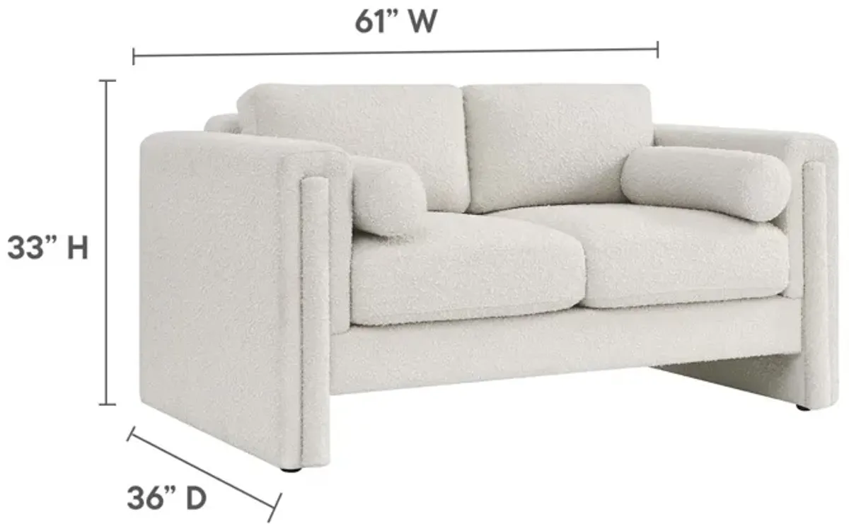 Visible Boucle Fabric Loveseat