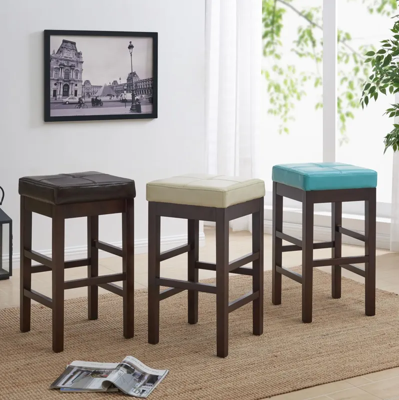 valencia backless leather counter stool, brown