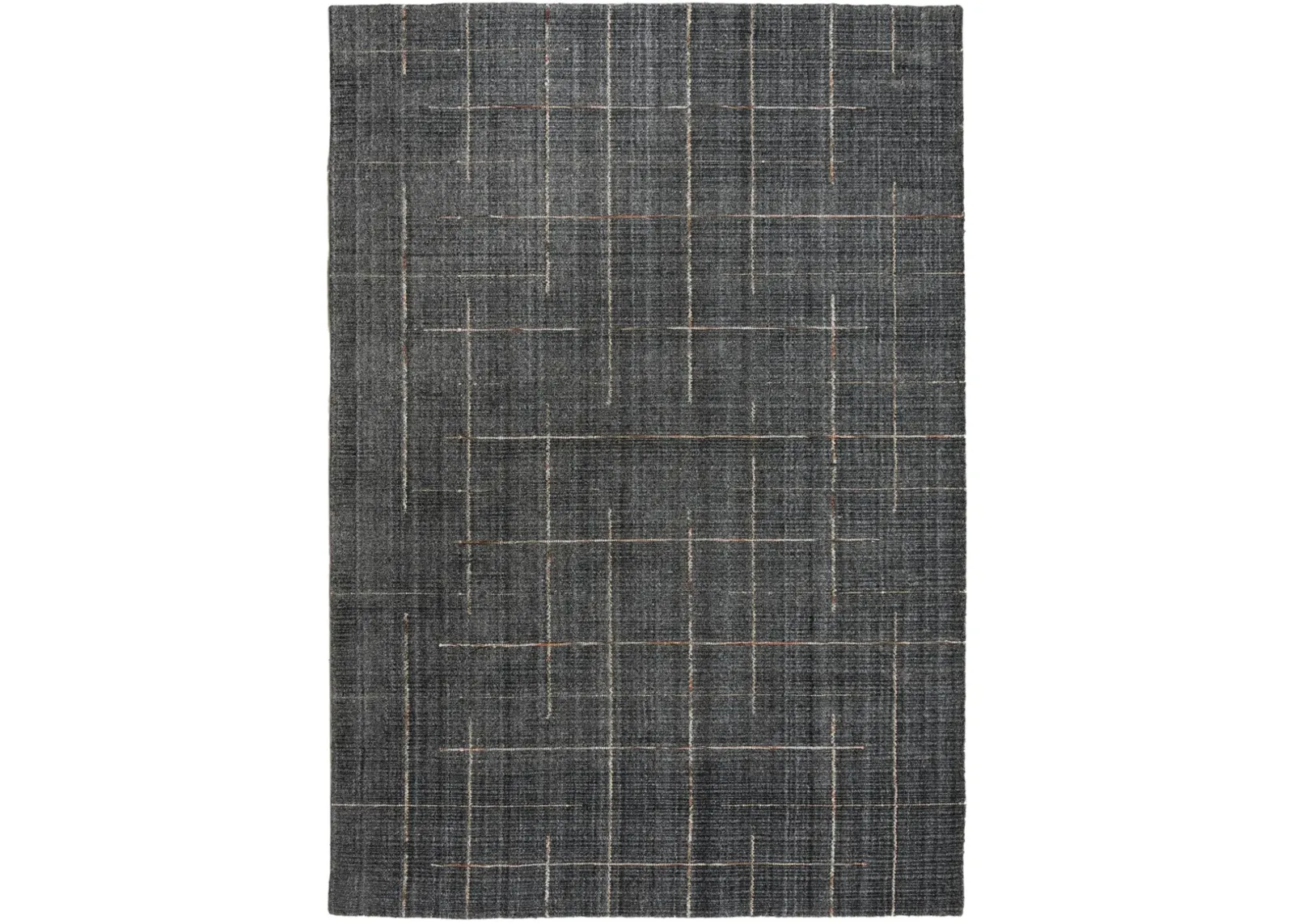 Kiki Charcoal Solid/Tone on Tone  Wool 7'6" x 9'6" rectangle Rug