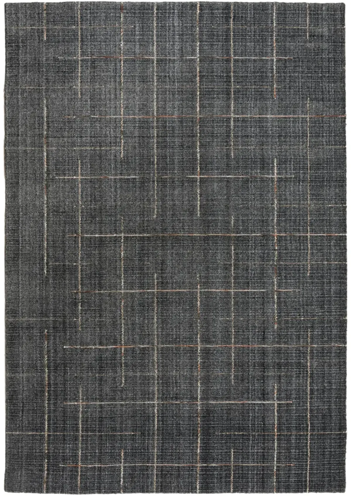 Kiki Charcoal Solid/Tone on Tone  Wool 7'6" x 9'6" rectangle Rug