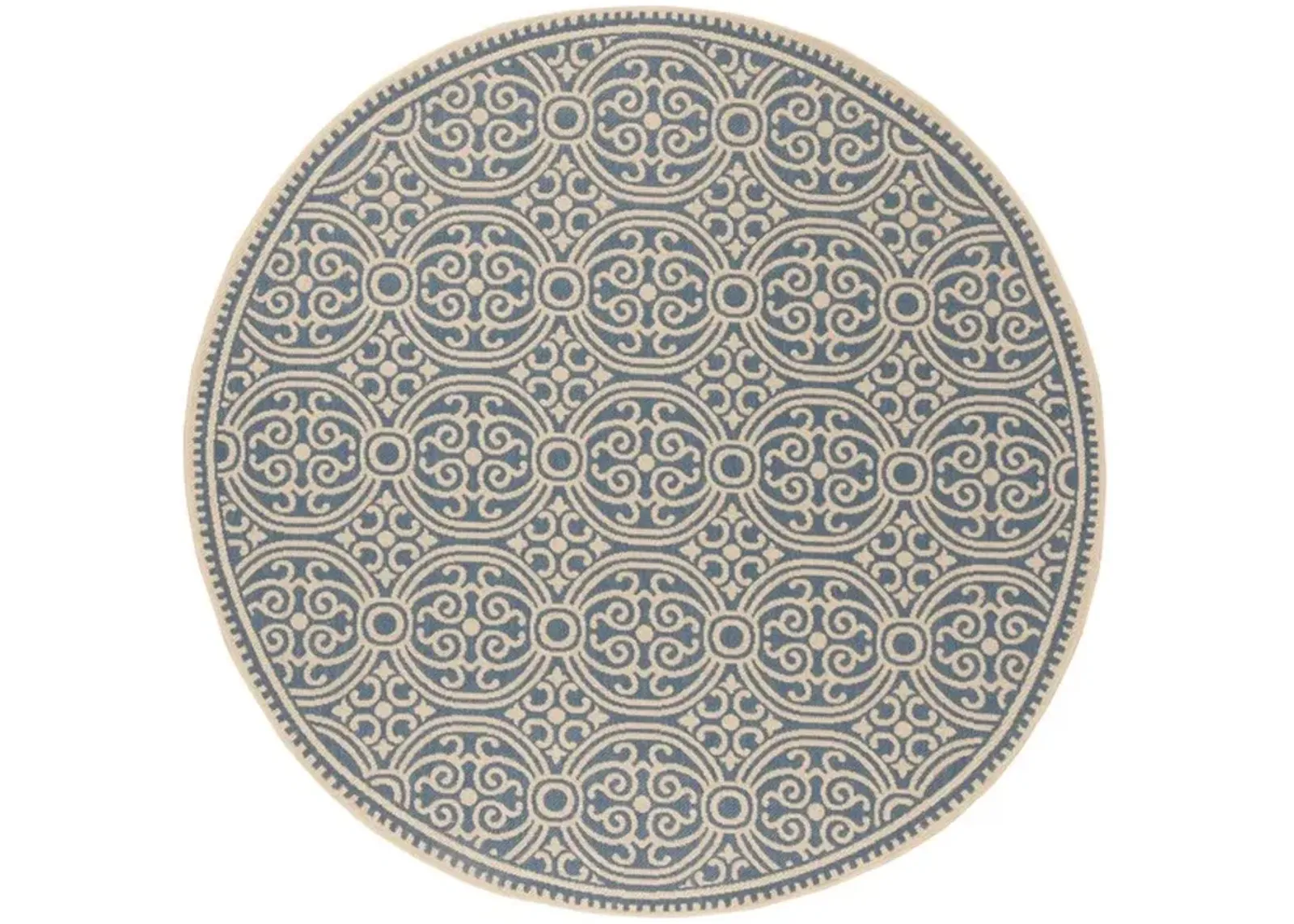 LINDEN 134 Collection LND134N-6R Cream / Blue 6'-7" X 6'-7" Round