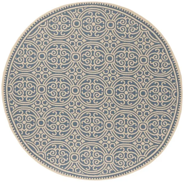 LINDEN 134 Collection LND134N-6R Cream / Blue 6'-7" X 6'-7" Round