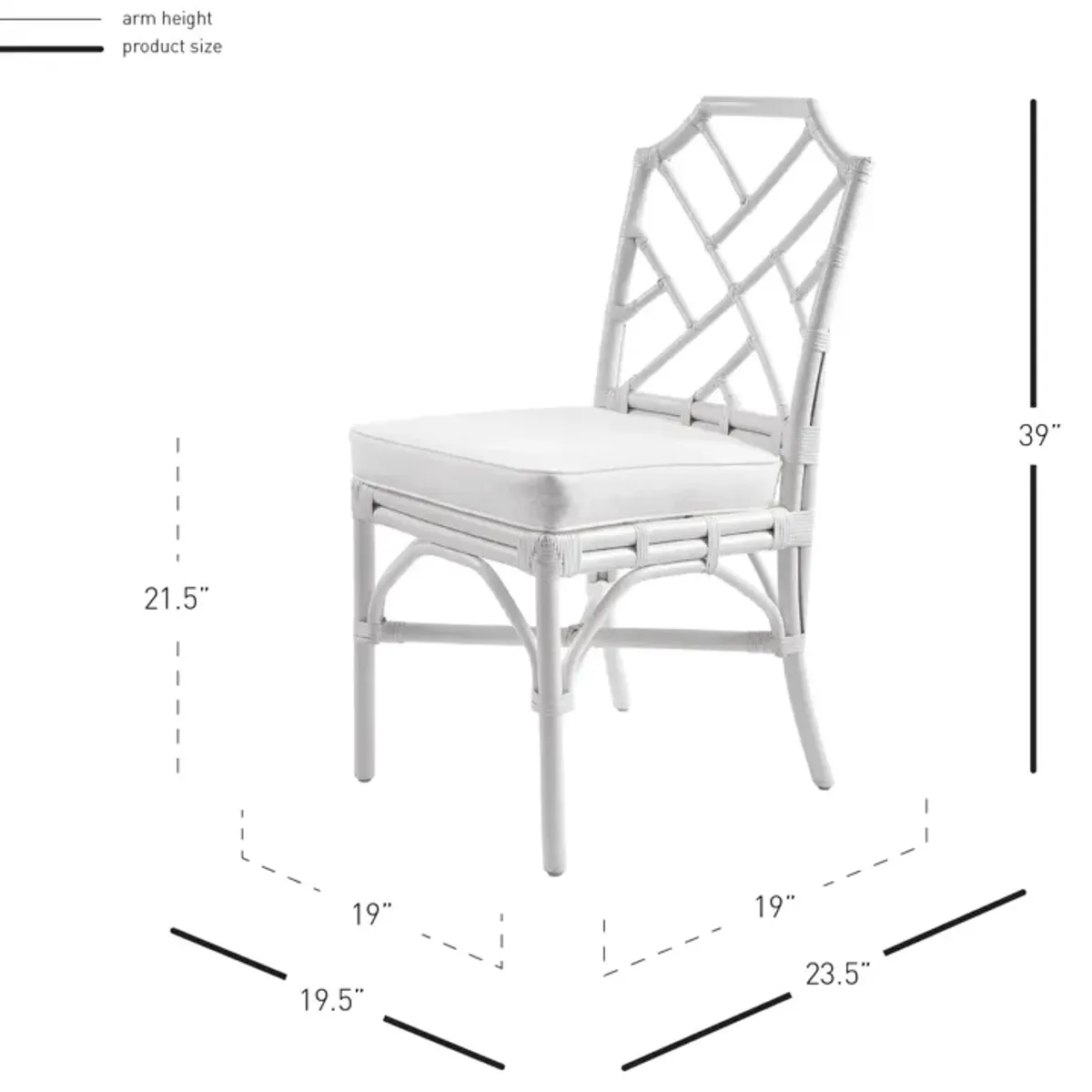 Kara Rattan Dining Side Chair, White (Set of 2)