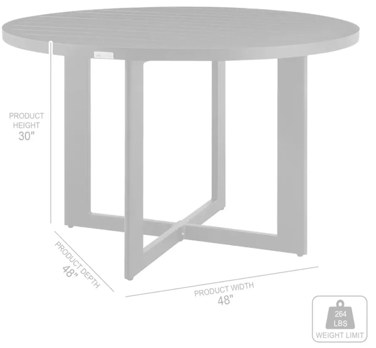 Cayman Outdoor Patio Round Dining Table in Aluminum