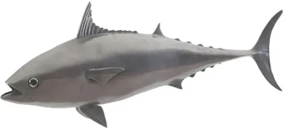 mackerel fish wall sculpture, resin, polished aluminum finish