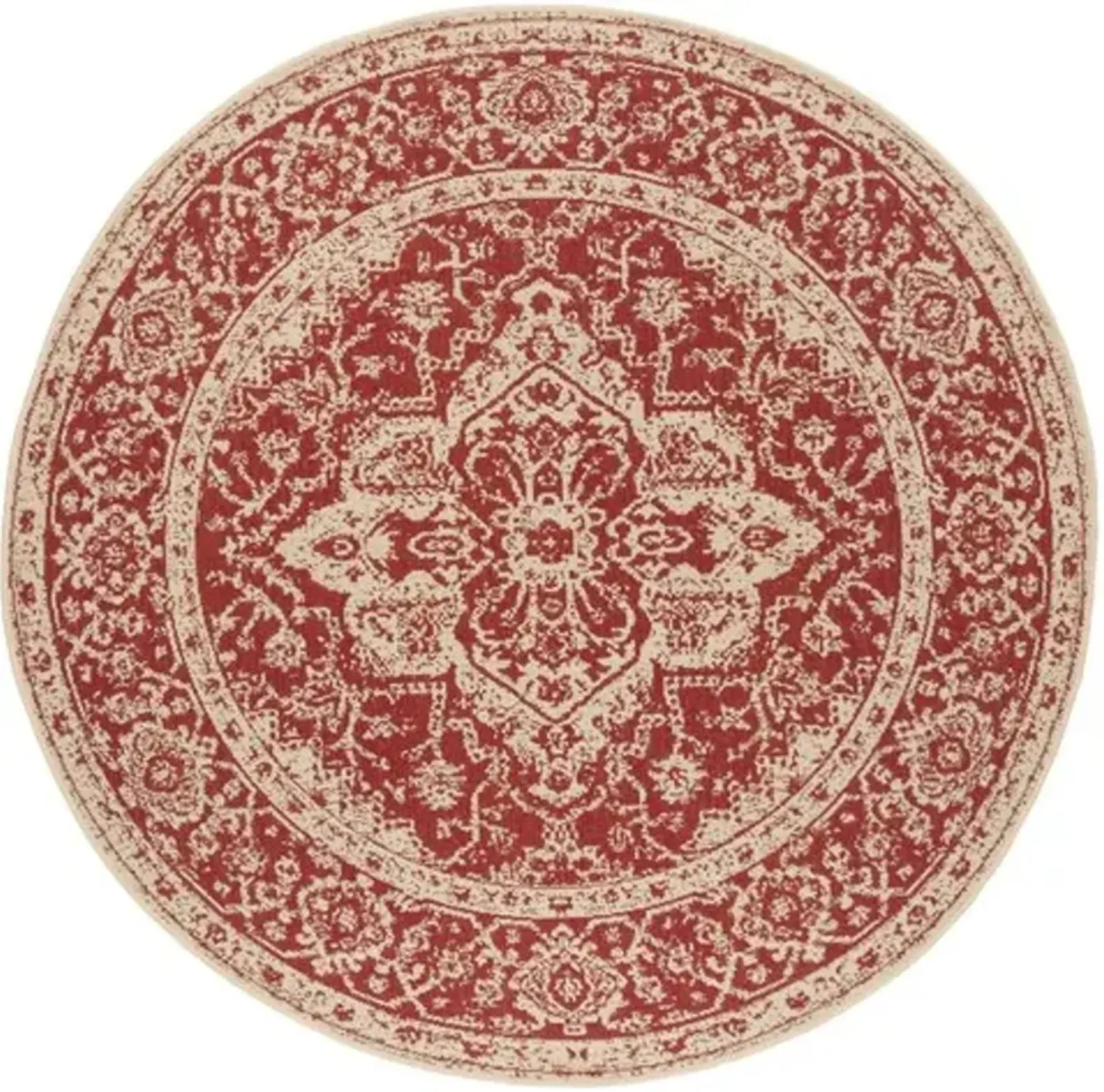 Safavieh BEACH HOUSE Collection BHS137Q-6R Red / Creme 6'-7" X 6'-7" Round