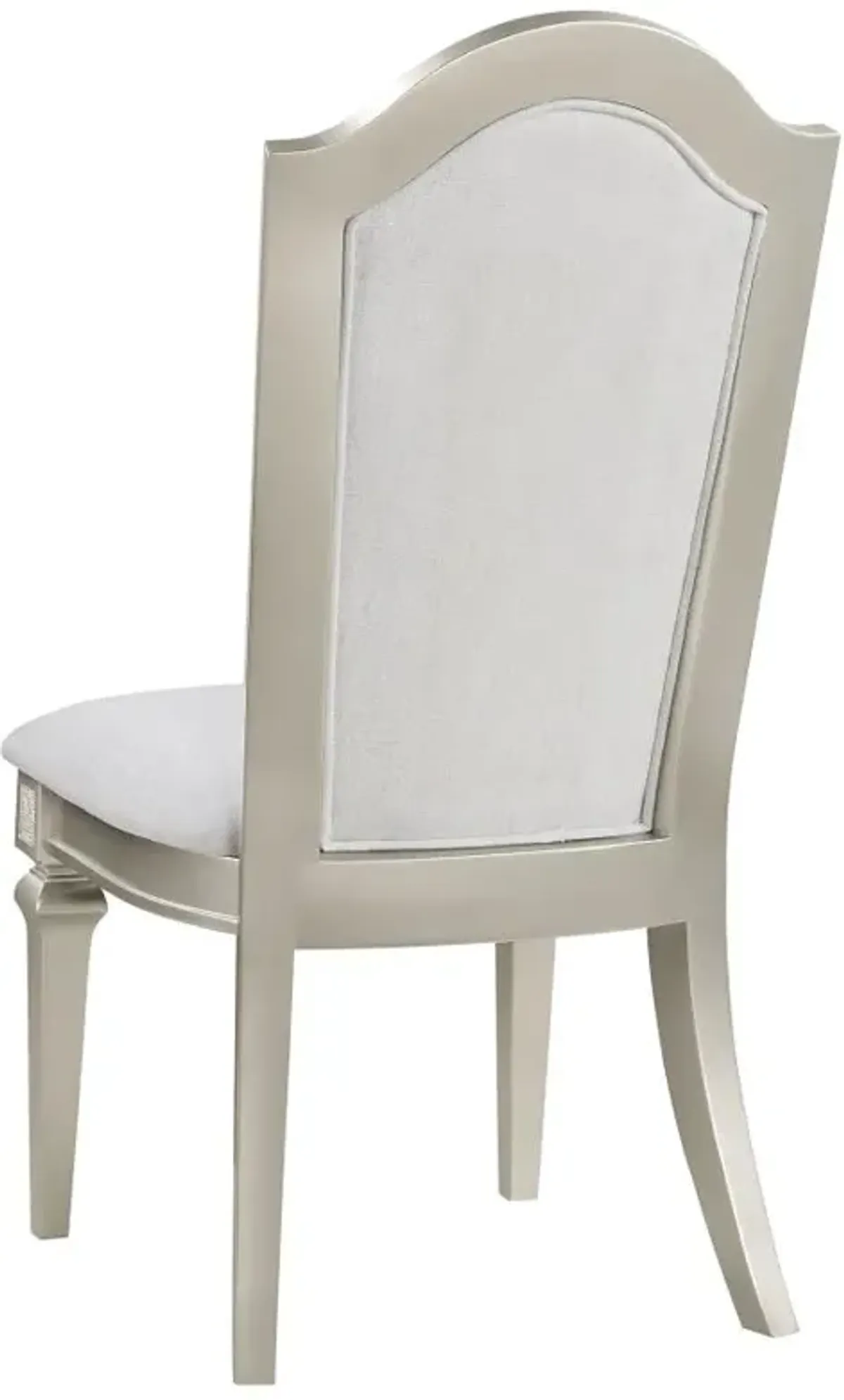 Evangeline Upholstered Dining Side Chair with Faux Diamond Trim Ivory and Silver Oak (Set of 2)