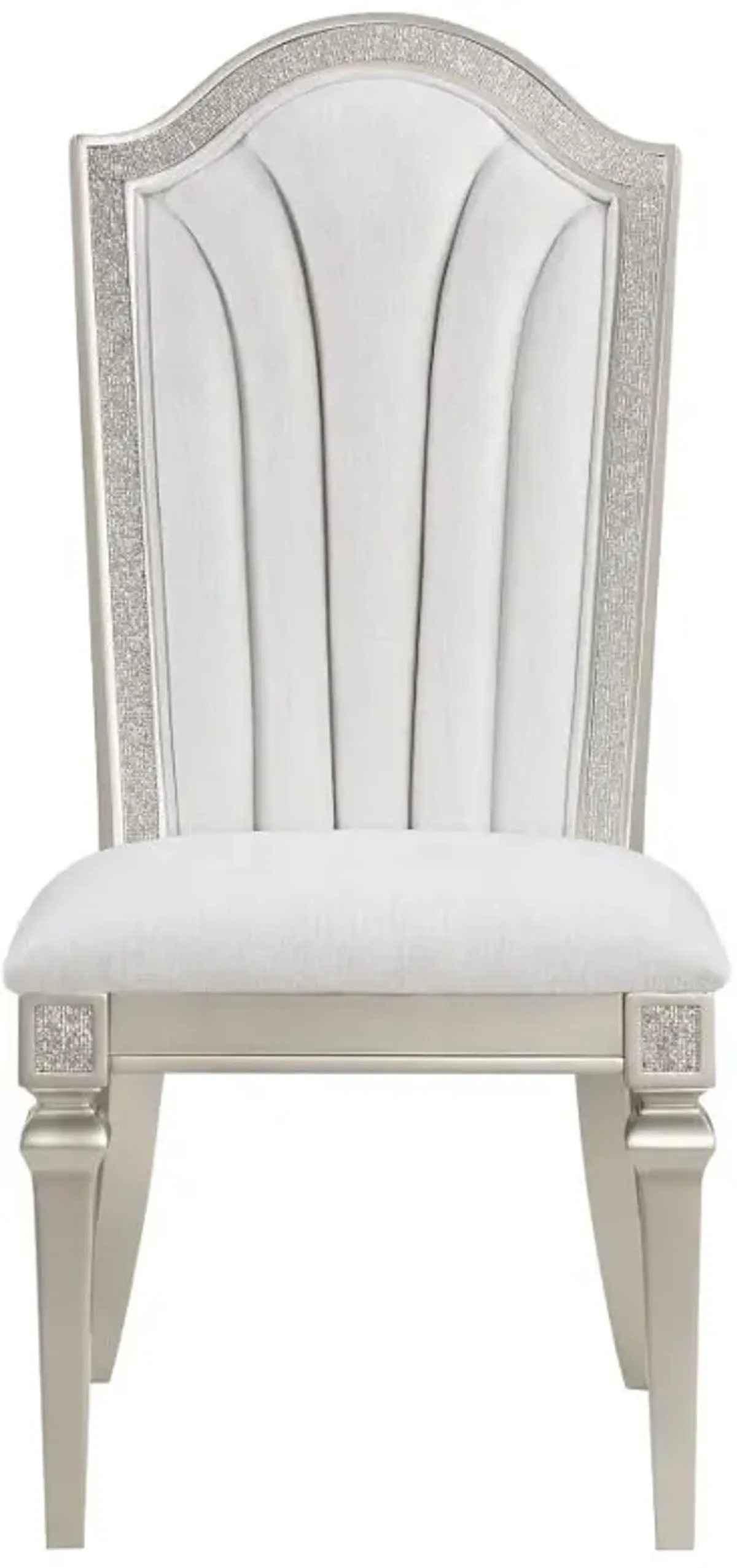 Evangeline Upholstered Dining Side Chair with Faux Diamond Trim Ivory and Silver Oak (Set of 2)