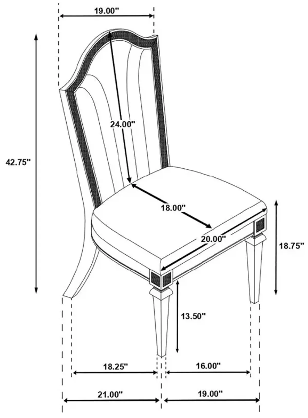 Evangeline Upholstered Dining Side Chair with Faux Diamond Trim Ivory and Silver Oak (Set of 2)