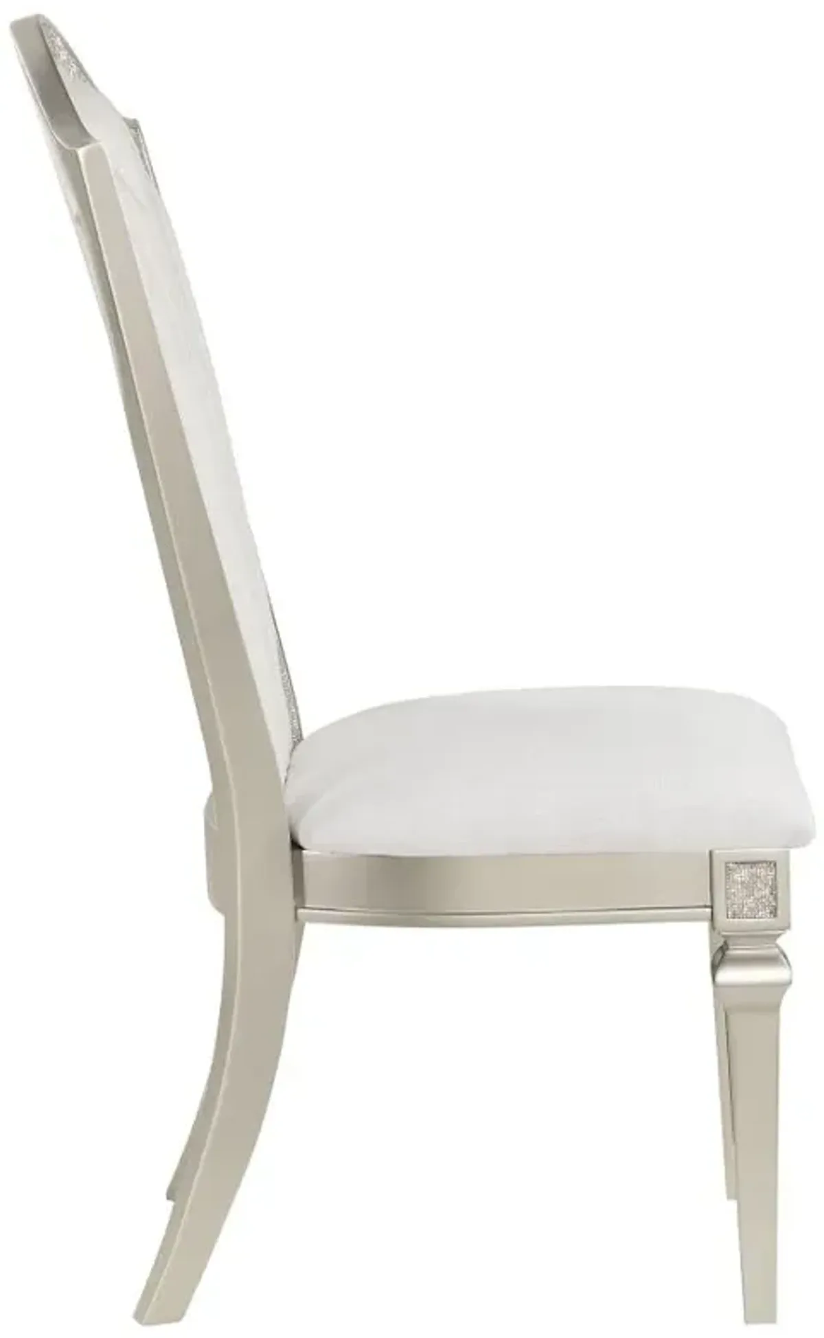 Evangeline Upholstered Dining Side Chair with Faux Diamond Trim Ivory and Silver Oak (Set of 2)