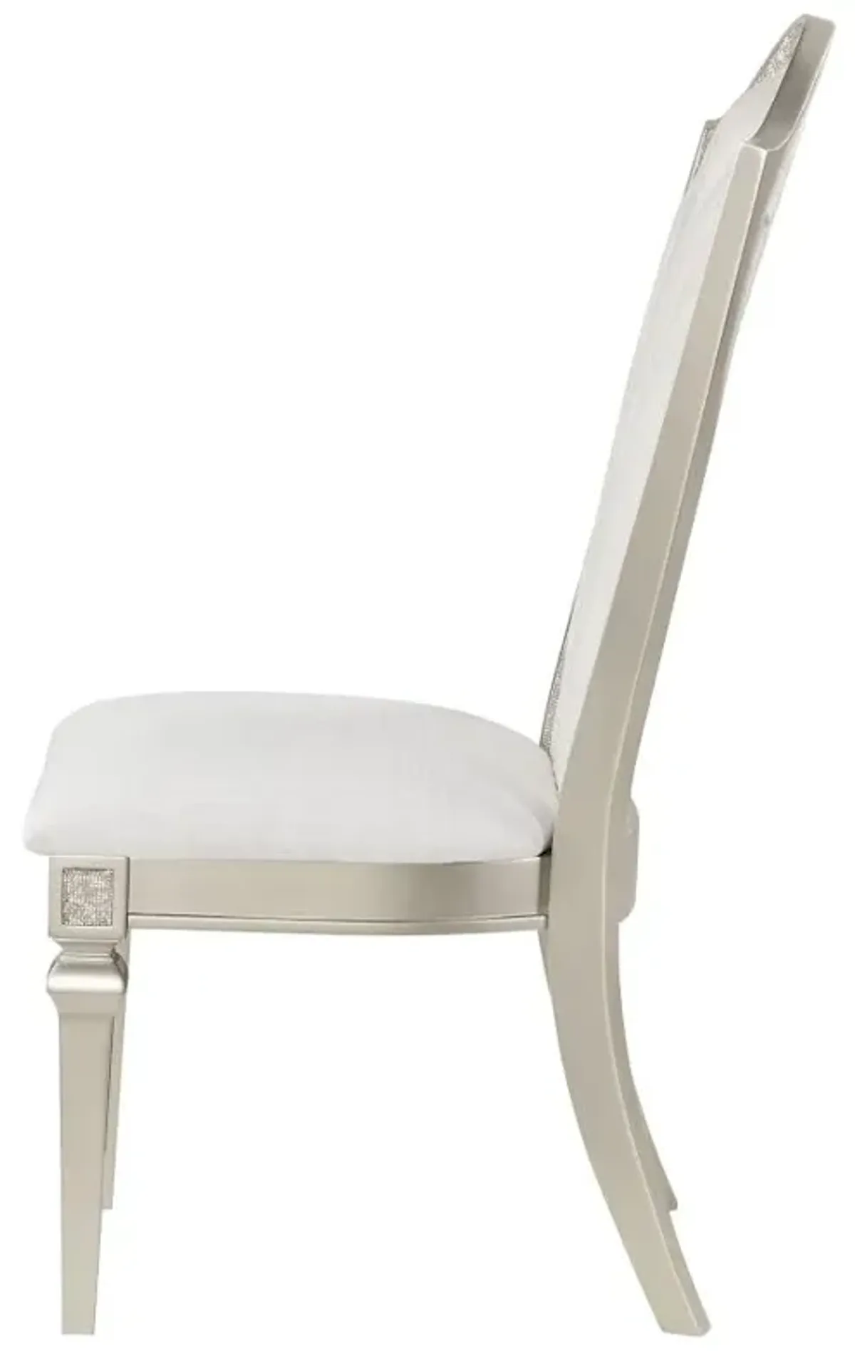 Evangeline Upholstered Dining Side Chair with Faux Diamond Trim Ivory and Silver Oak (Set of 2)