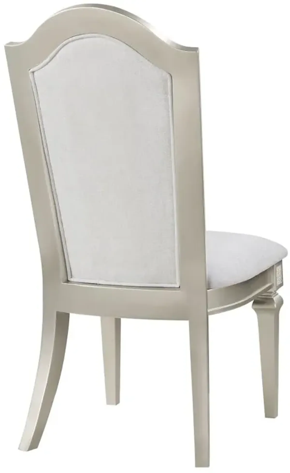 Evangeline Upholstered Dining Side Chair with Faux Diamond Trim Ivory and Silver Oak (Set of 2)