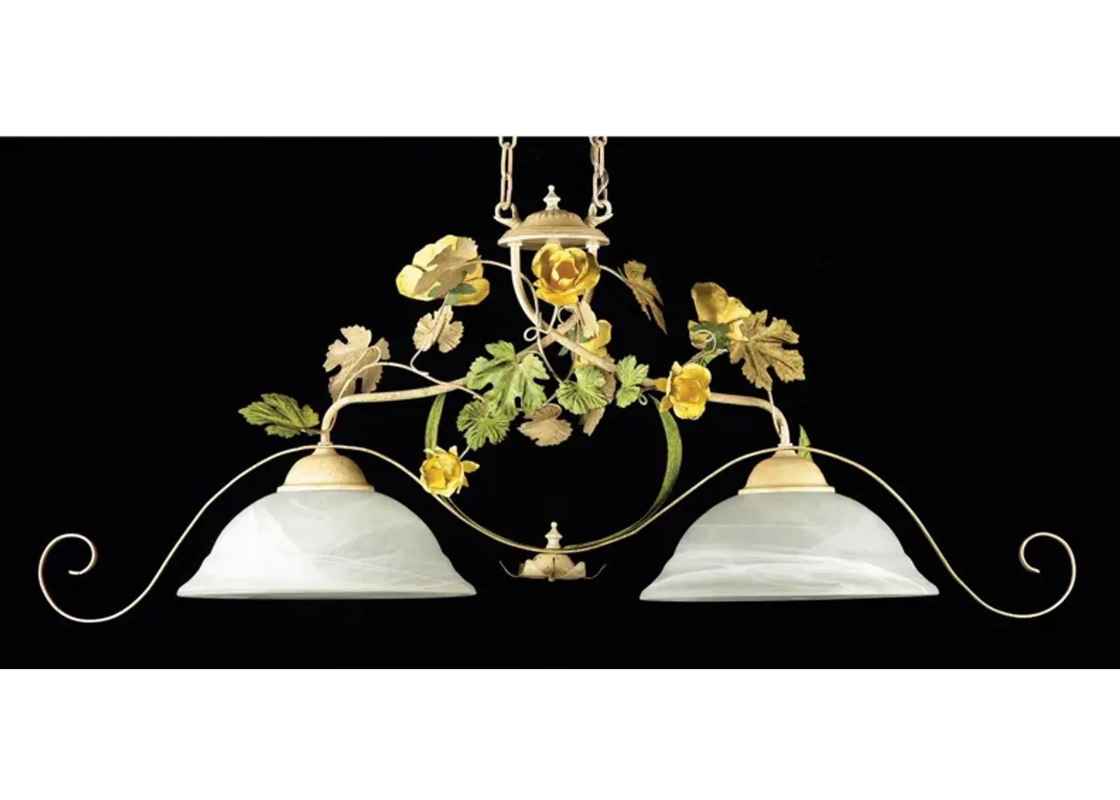 2 LITE SEMI FLUSH W/FLOWERS