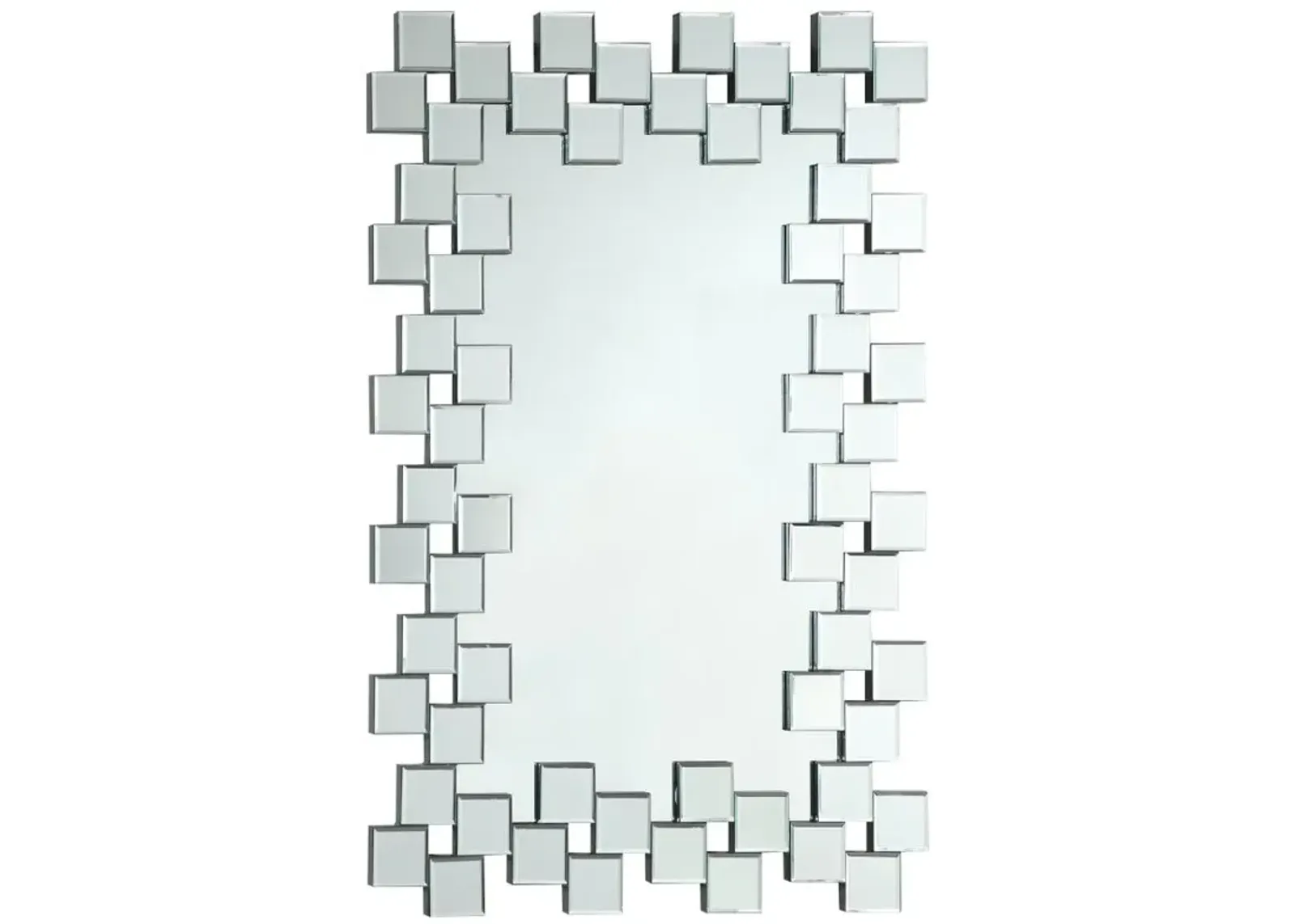 Pamela Frameless Wall Mirror with Staggered Tiles Silver