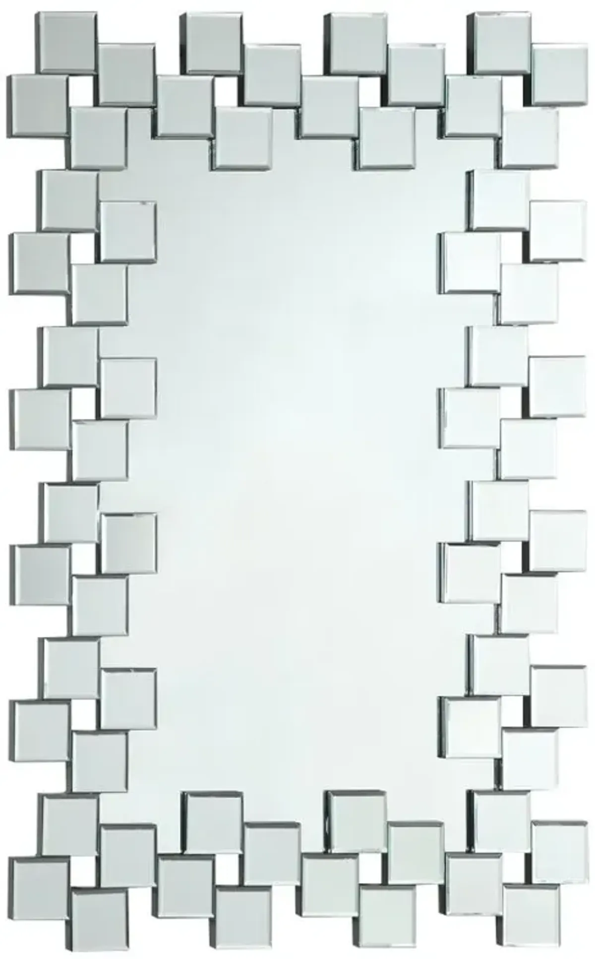 Pamela Frameless Wall Mirror with Staggered Tiles Silver