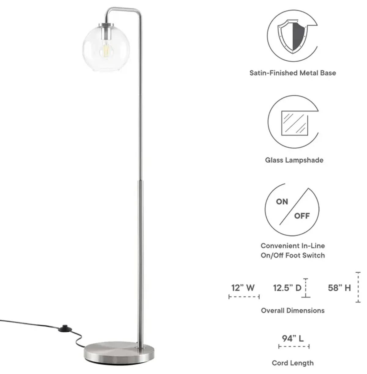 Silo Glass Globe Glass and Metal Floor Lamp