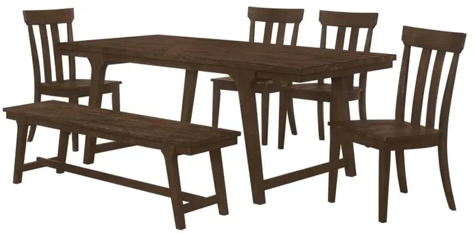 Reynolds 6-piece Rectangular Dining Table Set Brown Oak