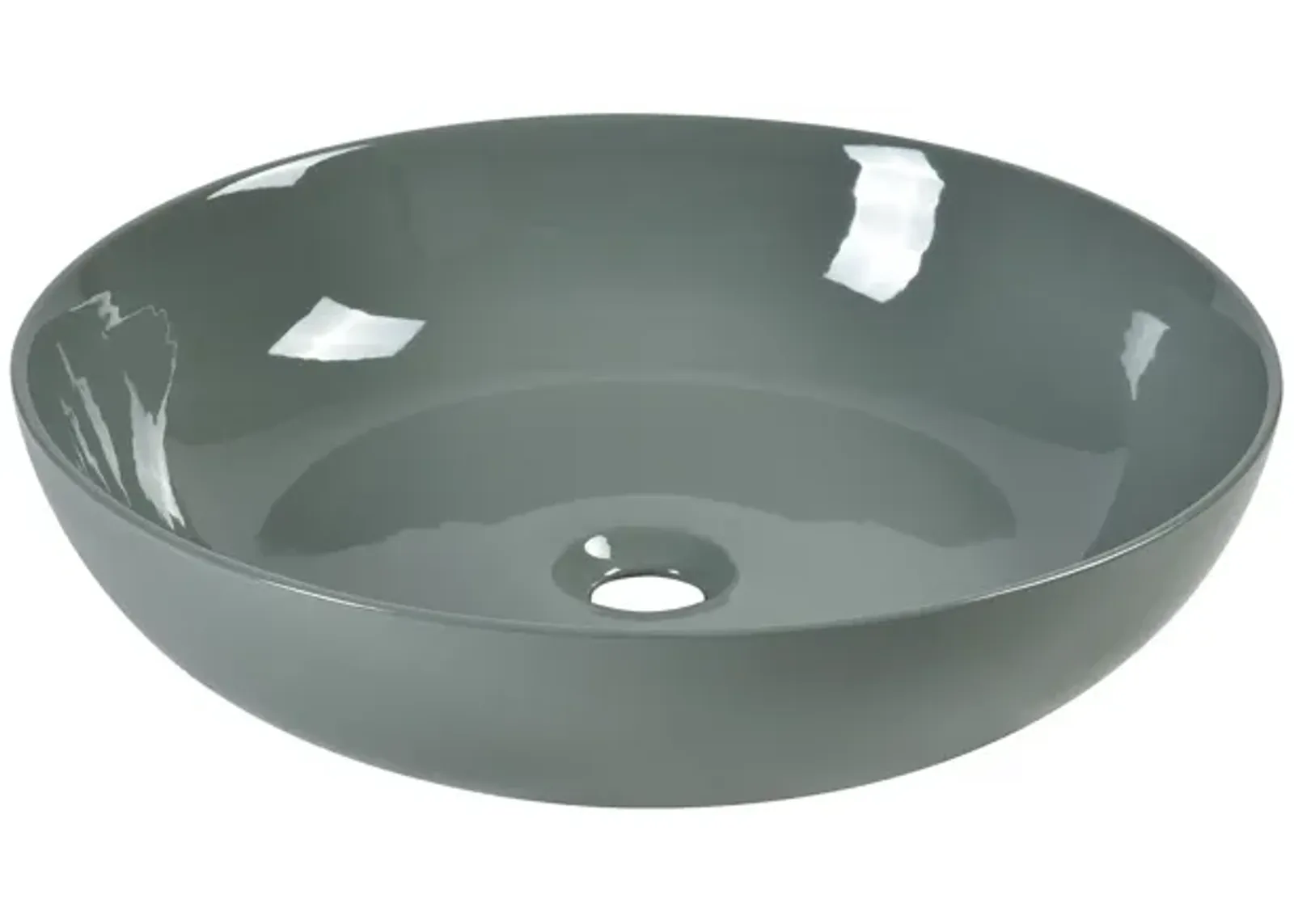 Vitreous China Round Vessel Sink - Polished Gray 18.7 inch