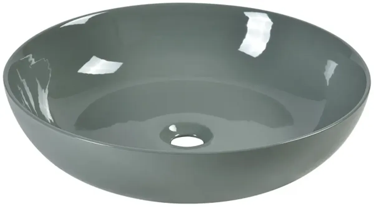 Vitreous China Round Vessel Sink - Polished Gray 18.7 inch