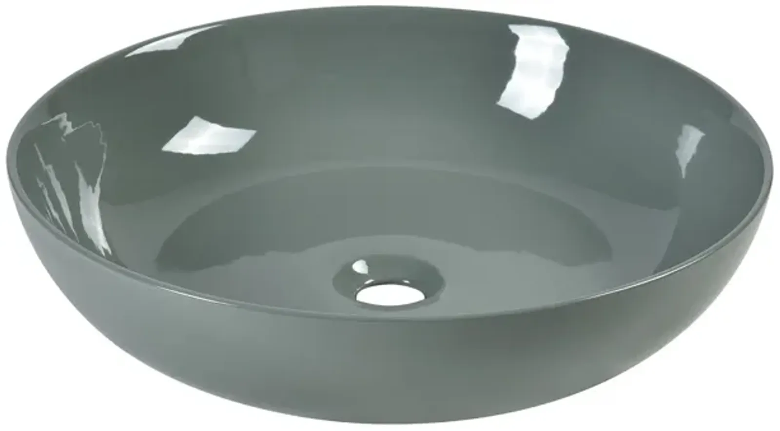 Vitreous China Round Vessel Sink - Polished Gray 18.7 inch