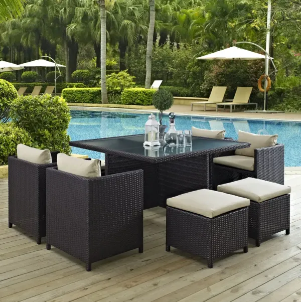 Inverse 9 Piece Outdoor Patio Dining Set