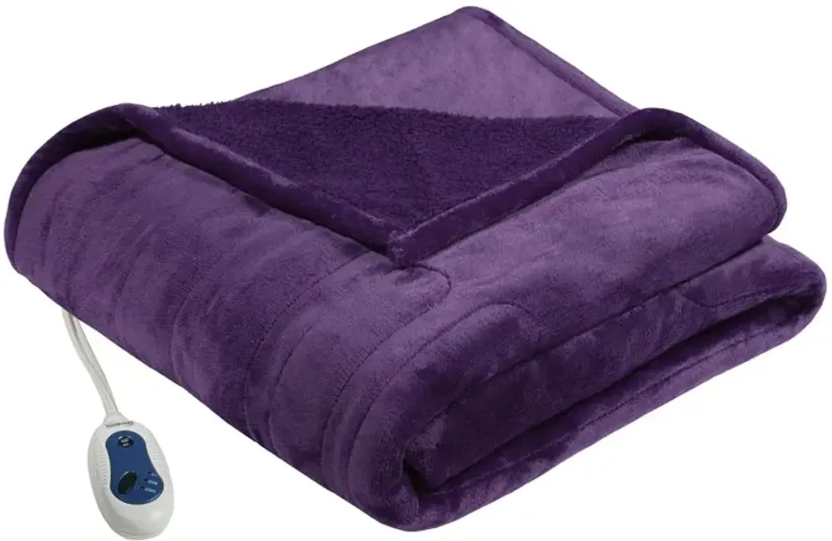 Beautyrest Heated Microlight to Berber Purple Throw