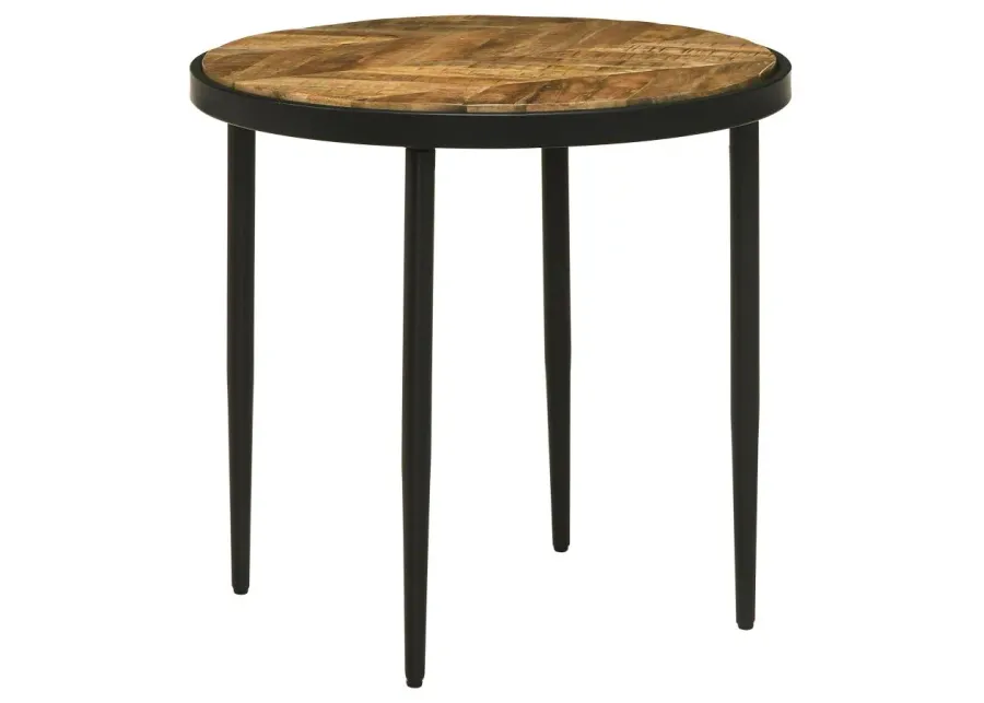 Hayden Metal Round Side Table Natural Mango and Black