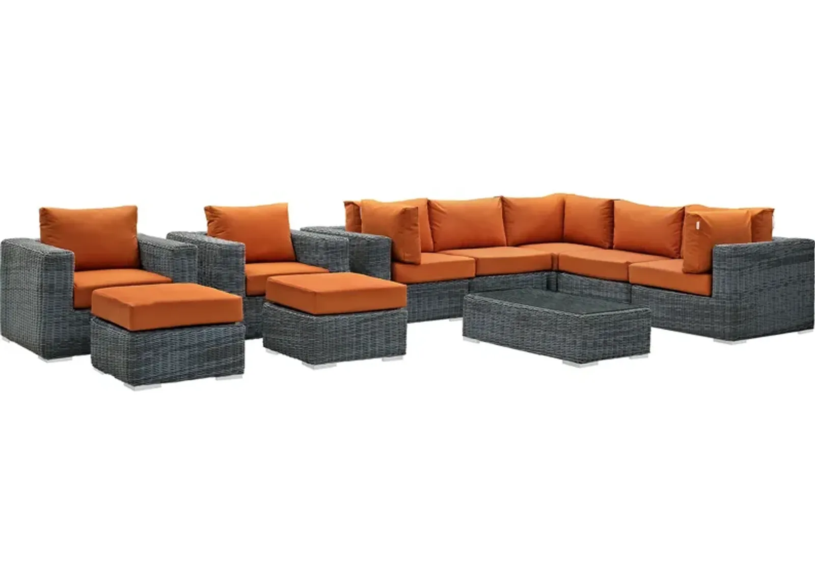 Summon 10 Piece Outdoor Patio Sunbrella® Sectional Set