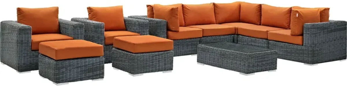 Summon 10 Piece Outdoor Patio Sunbrella® Sectional Set