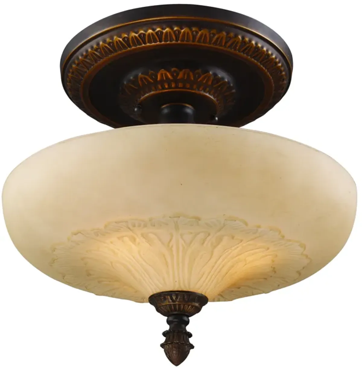 Restoration 15" Wide 3-Light Semi Flush Mount - Golden Bronze