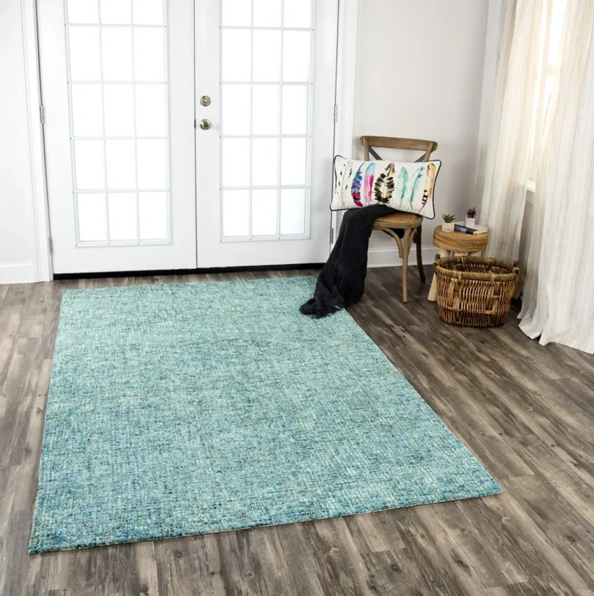 Talbot Teal Tweed Wool 8' x 11' Rectangle Rug