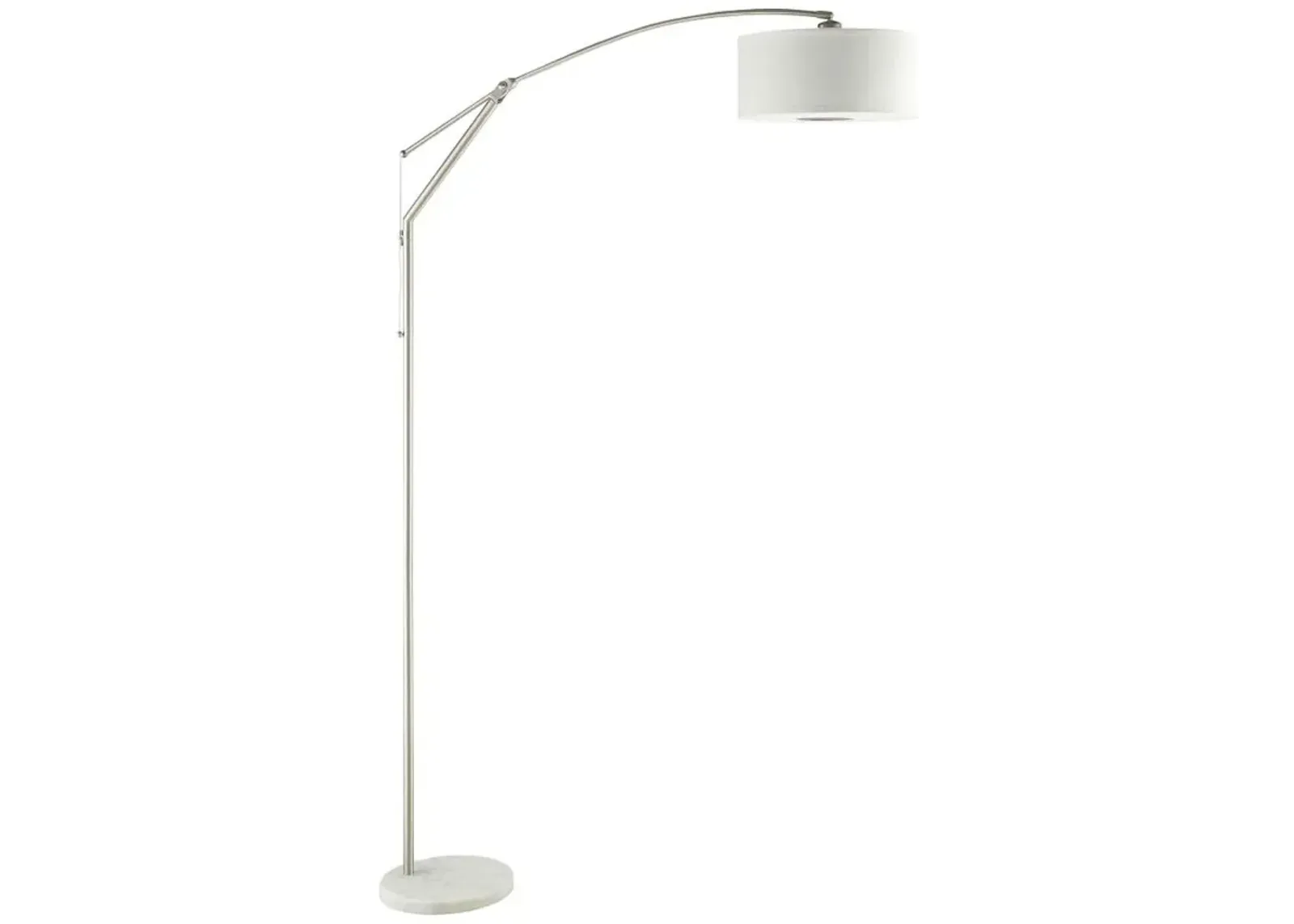 Moniz Adjustable Arched Arm Floor Lamp Chrome and White