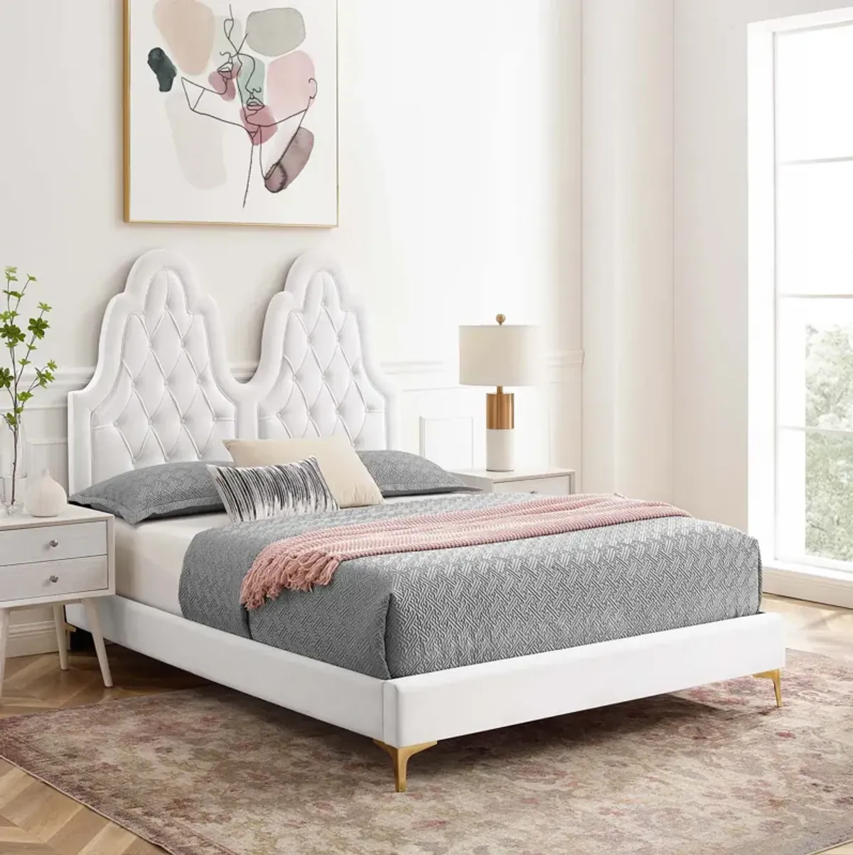 Alexandria Tufted Performance Velvet Twin Platform Bed