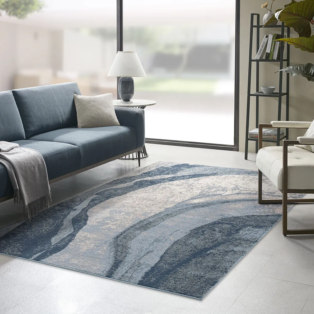 Madison Park Grace Blue Abstract Wave Area Rug