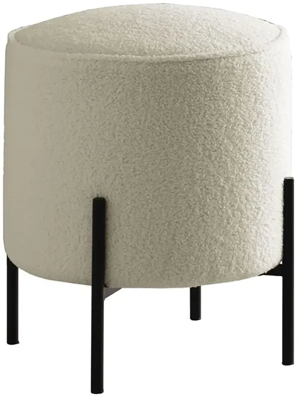 Alianna round Upholstered Ottoman Beige And Matte Black