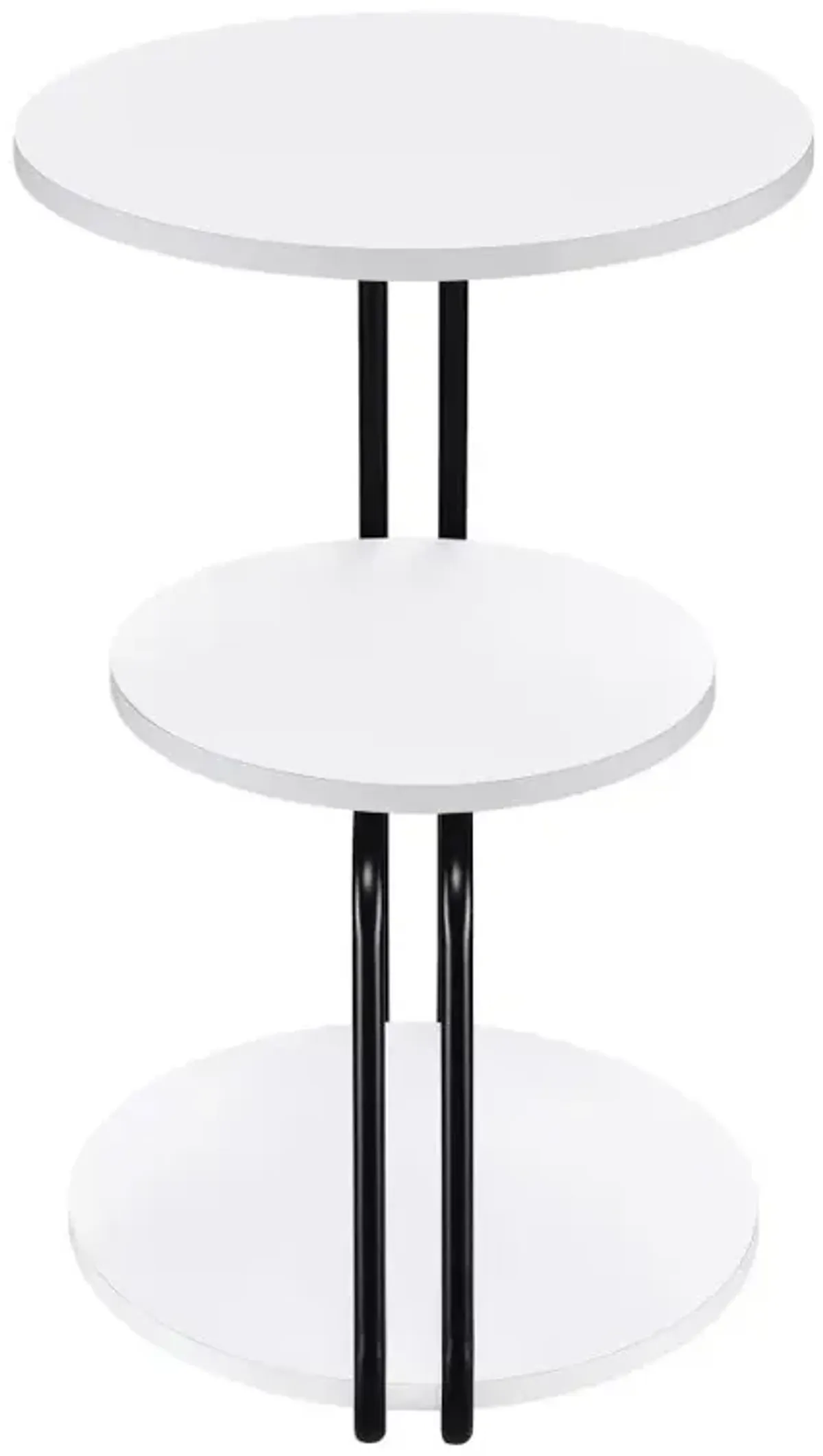 Hilly 3-tier Round Side Table White and Black