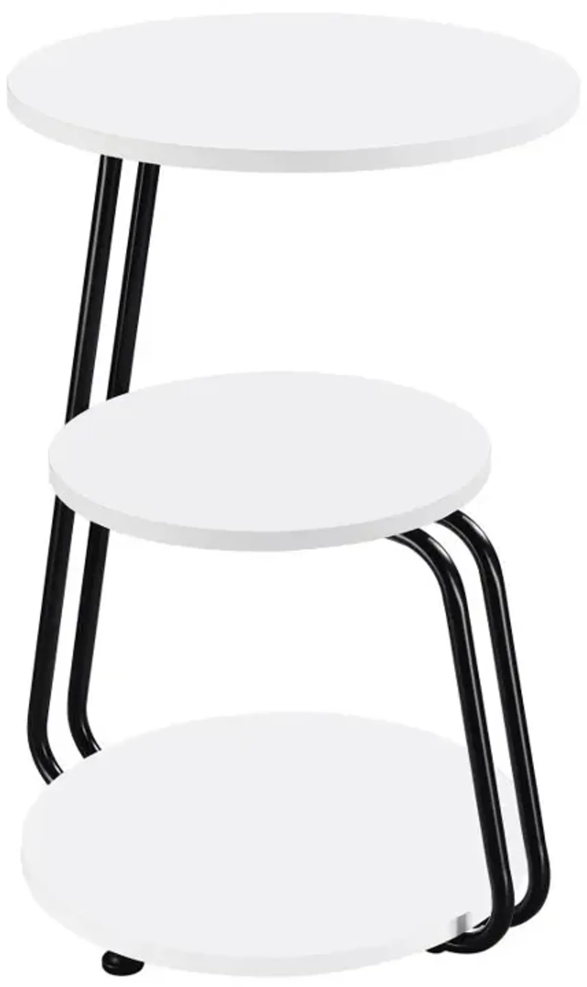 Hilly 3-tier Round Side Table White and Black