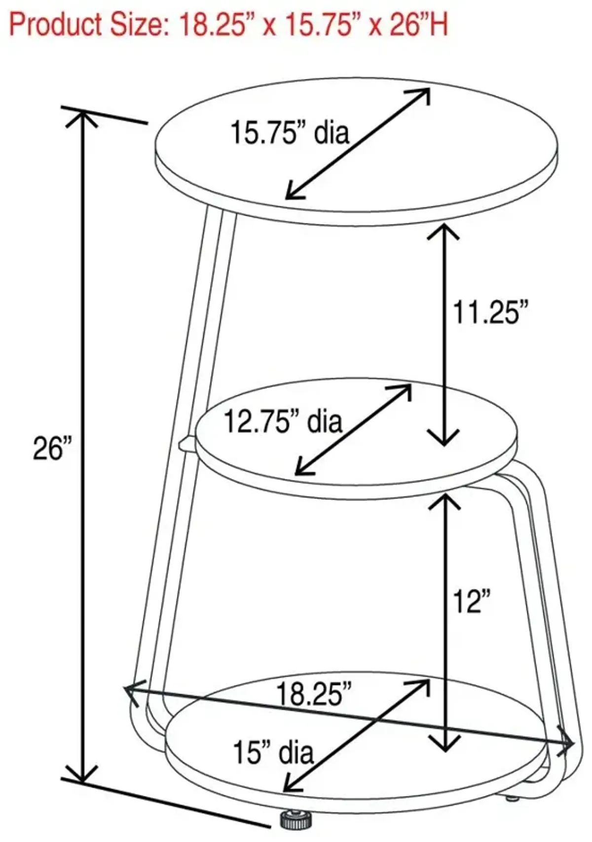 Hilly 3-tier Round Side Table White and Black