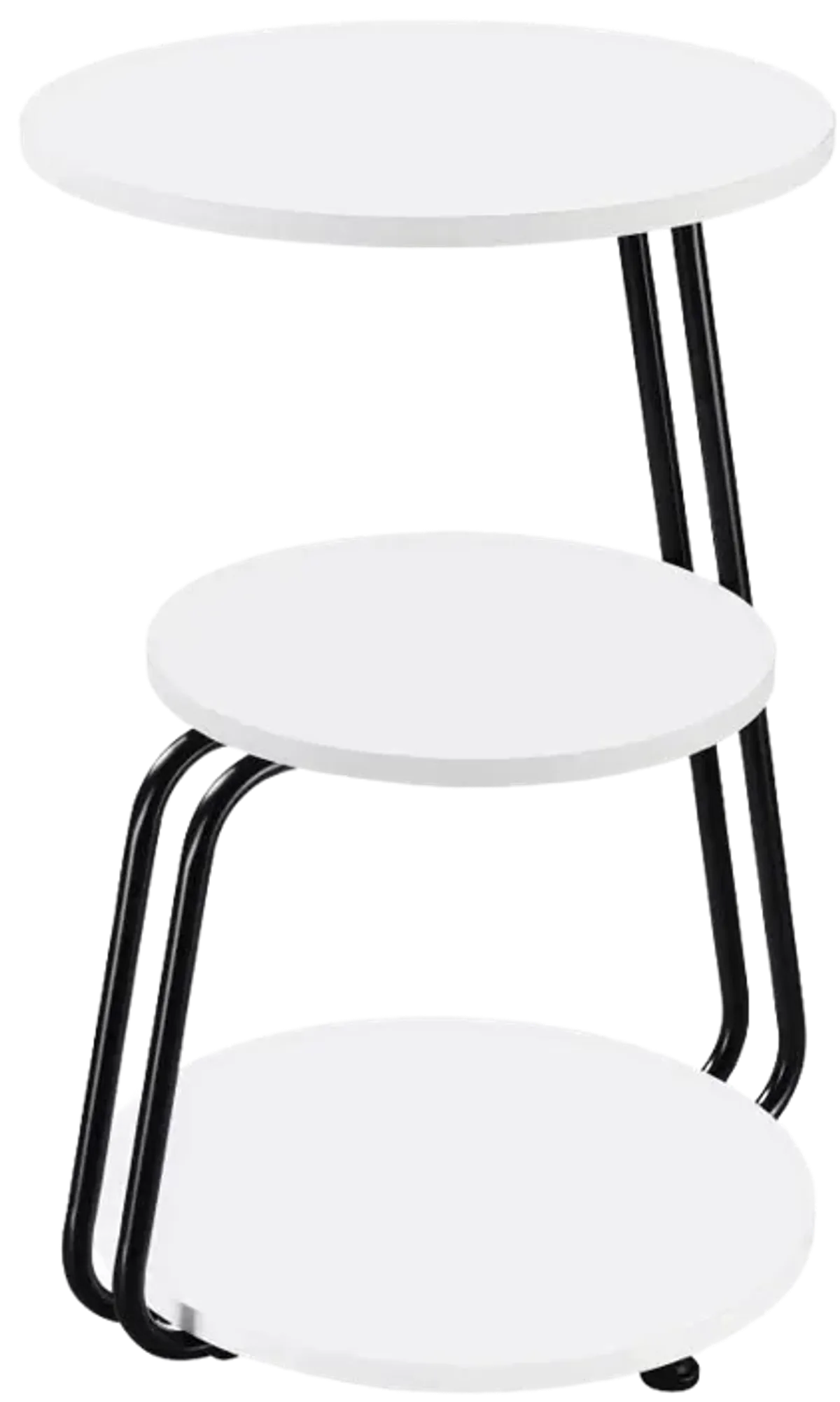 Hilly 3-tier Round Side Table White and Black