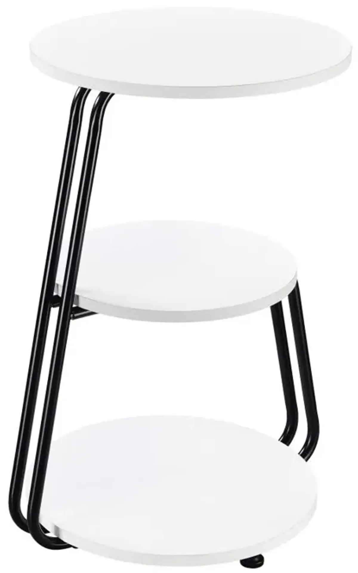 Hilly 3-tier Round Side Table White and Black