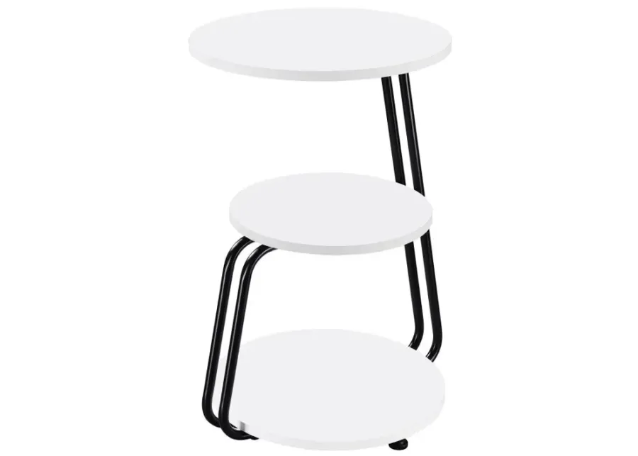 Hilly 3-tier Round Side Table White and Black