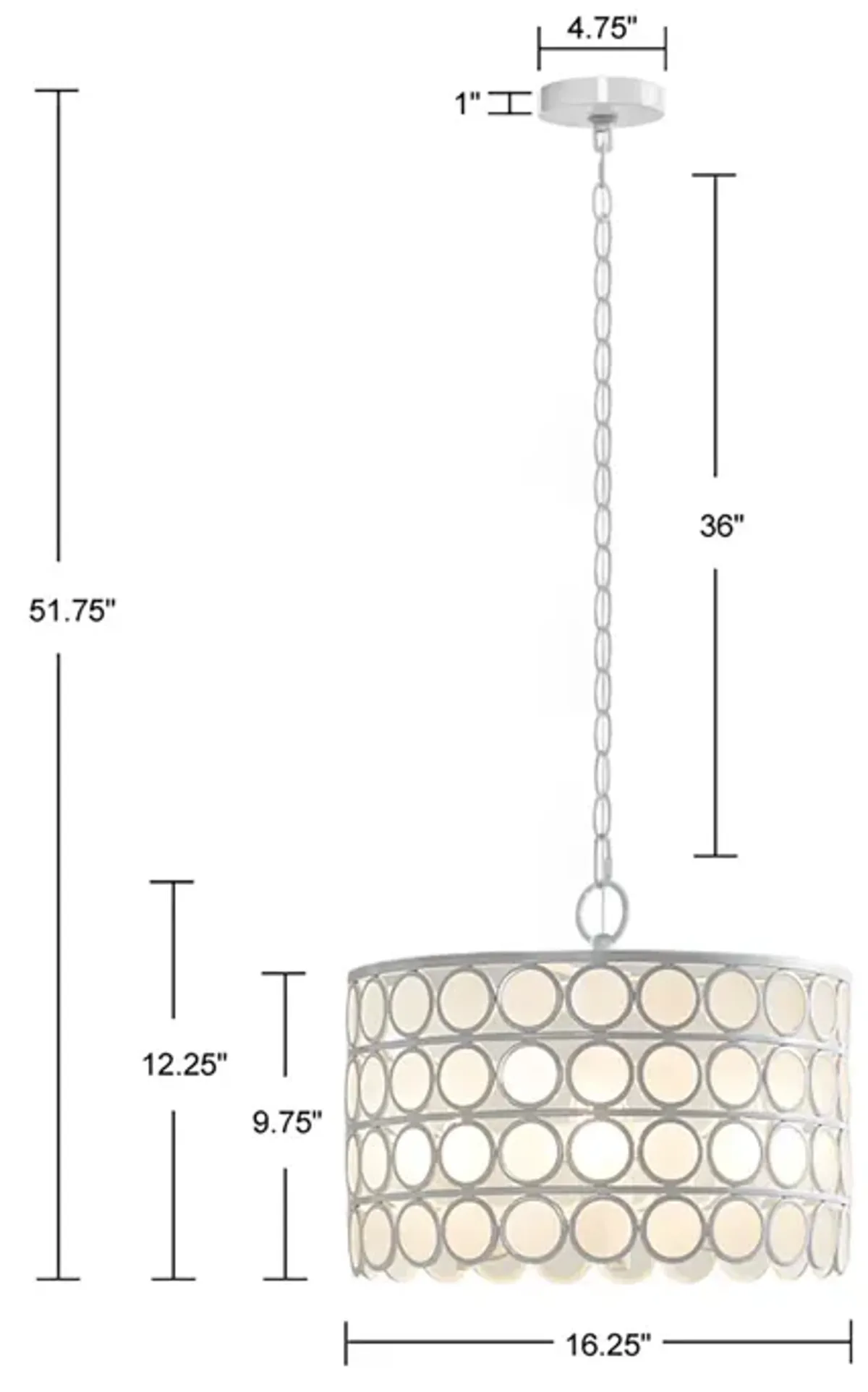 Hampton Hill Abbot White 4-Light Glass Drum Shade Chandelier