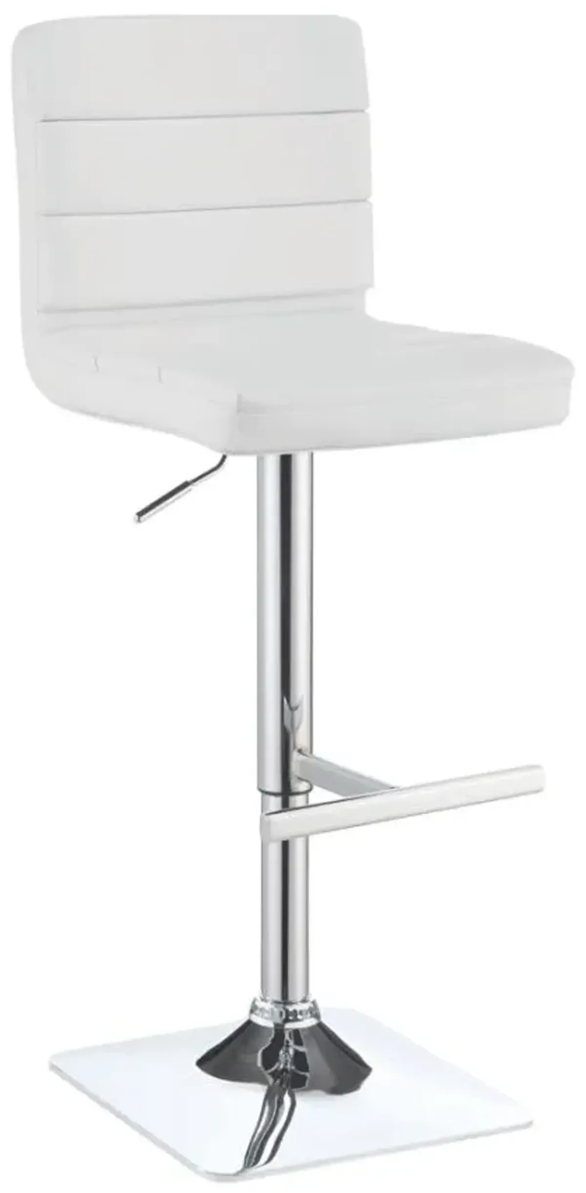 Bianca Upholstered Adjustable Bar Stools White and Chrome (Set of 2)