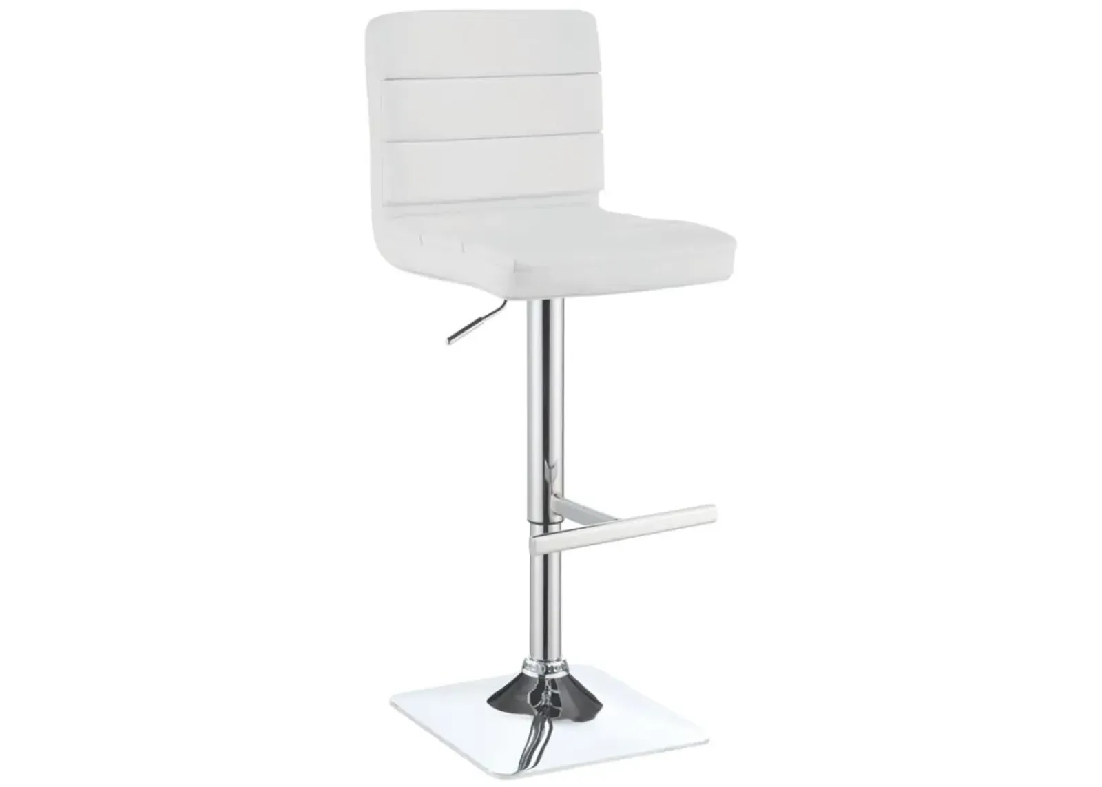 Bianca Upholstered Adjustable Bar Stools White and Chrome (Set of 2)